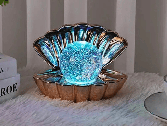 Sense Aroma Colour Changing Glitter Clam & Pearl Mood LED Light Lamp Rose Gold