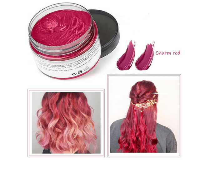 HTRUIYATY Temporary Hair Colour Wax, Unisex DIY Colour Hair Dye Wax, Washable Plant Formula Matte Natural Modelling Wax (120g Red)