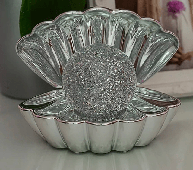 Sense Aroma Colour Changing Glitter Clam & Pearl Mood LED Light Lamp silver
