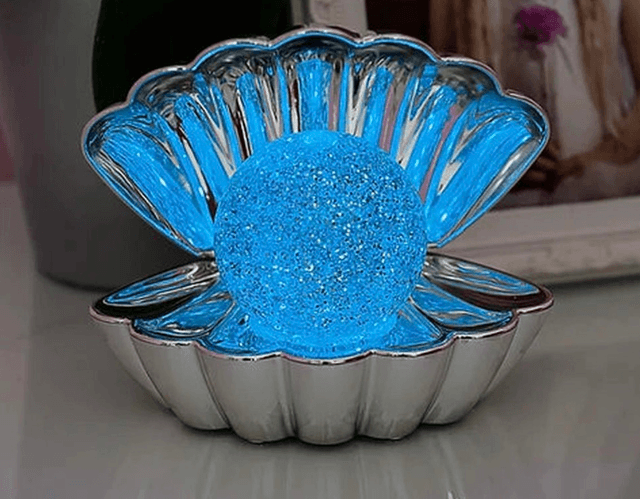 Sense Aroma Colour Changing Glitter Clam & Pearl Mood LED Light Lamp silver