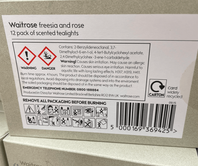 Waitrose tealights 12 pack freesia & rose