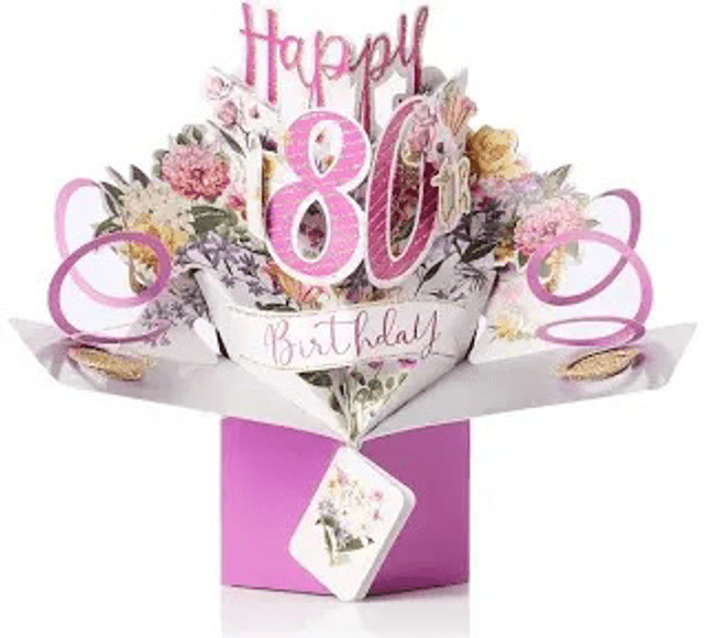 80th pop out birthday card female