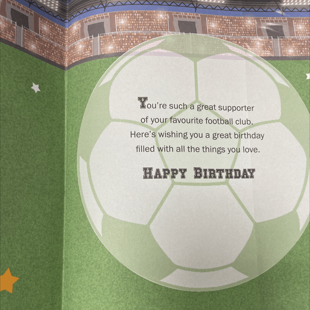 No 1 football fan birthday card (yellow & black)