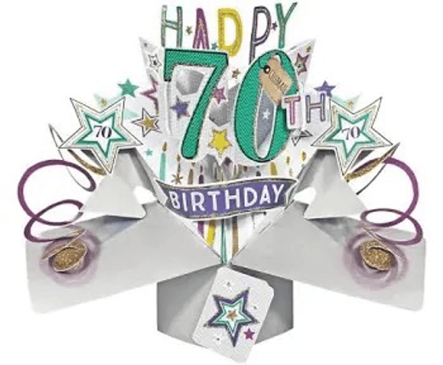 70th pop out birthday card male
