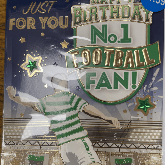 No 1 football fan birthday card (green)