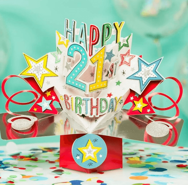 21st pop out birthday card